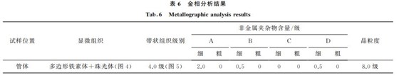 表６ 金相分析結(jié)果