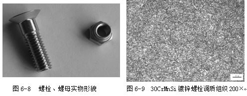 螺母實(shí)物形貌，30CrMnSi鍍鋅螺栓調(diào)質(zhì)組織200×